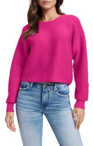 Good American  balloon sleeve cropped magenta sweater