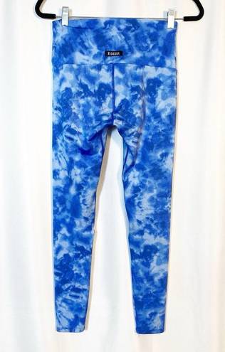 Luna K-DEER  Tie Dye Print High Waisted High Rise Sneaker Length Leggings Blue