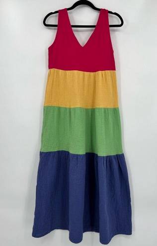 Marine layer 🆕 NWOT  Corinne Maxi Dress Rainbow Colorblock Sleeveless V Neck XS