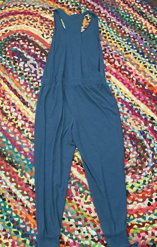Free People Movement  Dusty Blue Open Sides T-Back Jogger Jumpsuit - S
