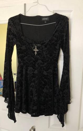 Dolls Kill NWOT Halloween Witchy Goth Velvet Mini Dress by  Widow brand Size Small