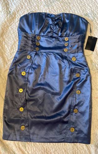 TCEC Blue Satin Strapless Dress