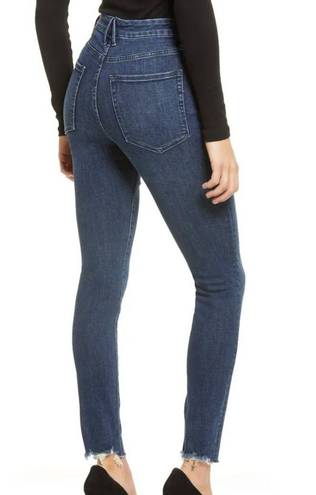 Good American Dark Wash High Rise Frayed Hem Skinny Jeans