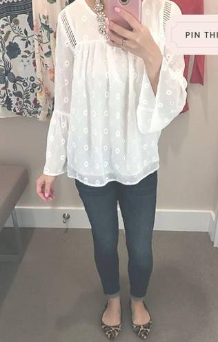 The Loft  Dainty Embroidered Bell Sleeve Blouse size XS 