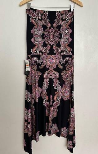 INC "" BLACK PINK PAISLEY CONVERTIBLE HANDKERCHIEF MAXI SKIR TO MIDI DRESS NWT