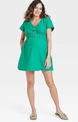 Isabel Maternity  Short Sleeve Woven Maternity Dress - Green Women’s M NWOT