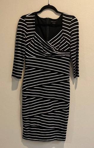 White House | Black Market 217- Black and White Striped Sheath Dress