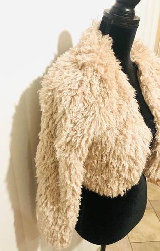 French Kiss Womens L Faux Furry jacket  Tan Long Sleeve