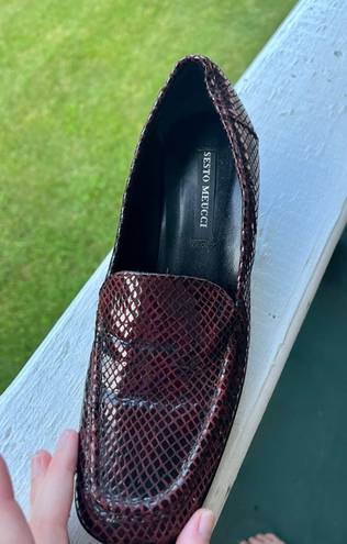 Sesto Meucci Vintage  Maroon snakeskin Heeled loafers