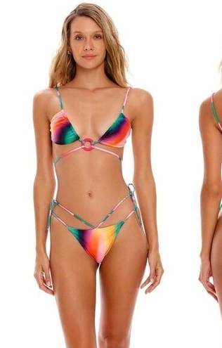 Agua Bendita  Vini Lake Top Portolla Bottom Tie Dye Bikini Swimsuit Size Medium