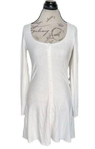 Divided  H&M Womens Dress Size Small Ribbed Button down Lace Trim Long Sleeve