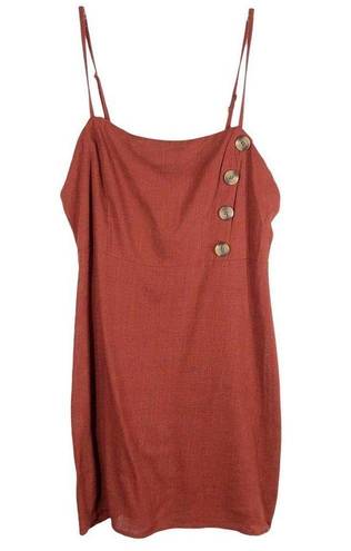 Kendall + Kylie Kendall Kylie Medium Dress Rust Orange Linen Sleeveless Spaghetti Strap Mini 706