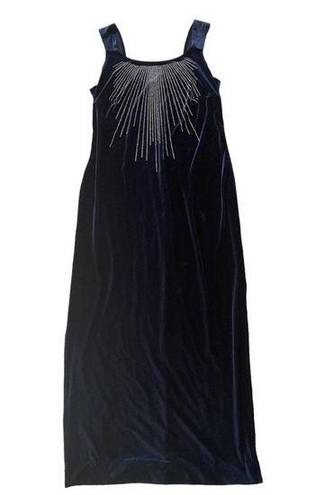 Onyx Vintage womens large xl blue velour maxi glitter starburst  starlet navy