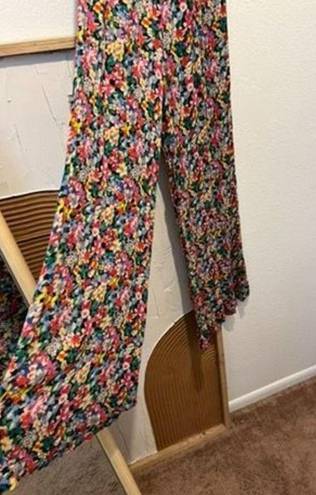 Urban Outfitters UO Lola Bright Colorful Floral Halter Wide Leg Cropped Jumpsuit