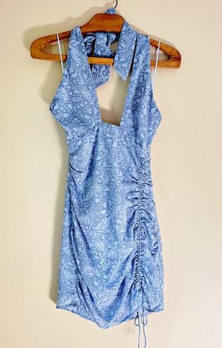 Cotton Candy LA Blue Paisley Print Halter Dress