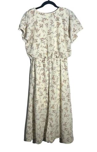 Sienna Sky NWT  Ivory Floral Ditzy Flutter Sleeve Midi Dress Women's L