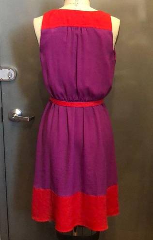 Loft  Red and Fuschia color block dress size 8