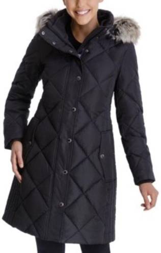 London Fog NWT  Maxi Puffer Coat With Removable Faux Fur Hood