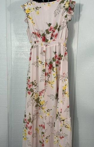 Isabel Maternity  Pink Floral Maxi Dress Size Medium EUC