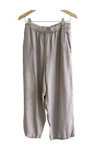 Cynthia Rowley  100% Linen Pants Wide Leg Tan Cropped Lagenlook Size Large