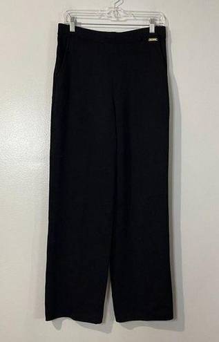 St. John  Knit Pants Size Medium High Rise Wide Leg Vintage Belt Designer Work