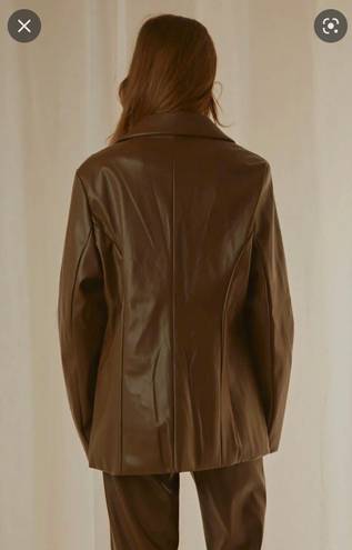 Peppermayo 90's Starlett Blazer Jacket in Chocolate Faux Leather