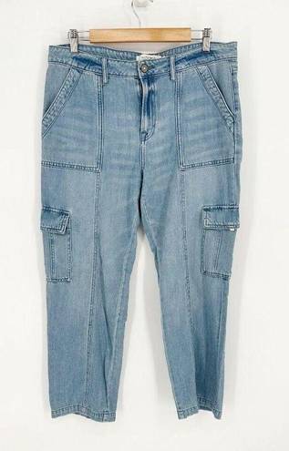 Hidden Jeans  Crop Straight Leg Cargo Jeans Light Wash Blue Women's 30