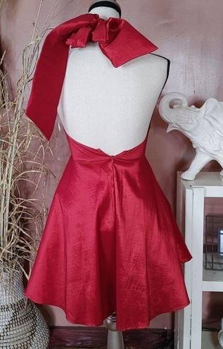 Blue Blush  Halter Bow Dress Size Small S Holiday Fancy Sexy Red Open Back Fancy