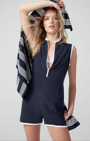 One Piece Kule The Terry Serena Romper in Navy Size Small Zip Front 