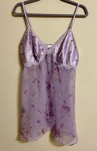 Secret Treasures  Vintage Y2K Purple Lilac Sheer Lingerie Slip Top Women’s Medium