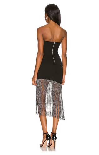 These Three Boutique Black Strapless Dress With Sparkly Fringe 