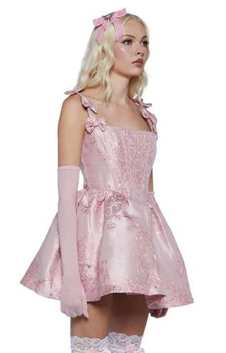 Dolls Kill Pink Jacquard Corset Spring Dress