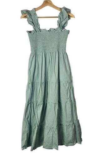 Hill House  Bay Blue Ellie Nap Midi Tiered Dress S