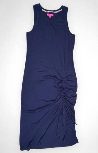 Betsey Johnson NWT  Soft Rib Knit Ruched Midi Blue Dress XL