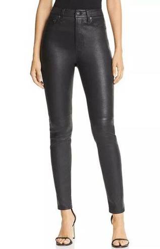 Equipment  Womens 100% Lamb Leather Skinny Pants Size 25 Black Moto Chic Edgy