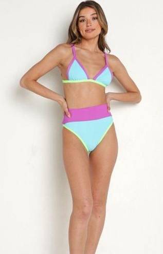 Beach Riot Emmy Bikini Bottom and Top - Cool Fluorescents - L bottom, M top