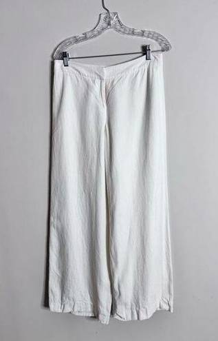 Lafayette 148  white wide leg flair linen pants sz 6