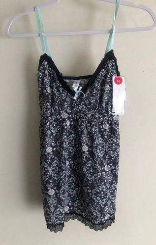 Marilyn Monroe Cami Pajama Top Womens Size Medium Gray Mint Floral Lace