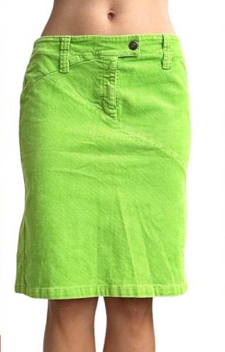 United Colors Of Benetton Vintage Y2K  Neon Lime Green Corduroy Pencil Skirt sz L