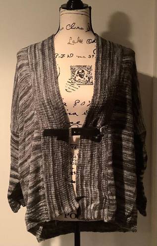 Michael Kors NWT MICHAEL  Oversized Cardigan Sweater With Front Buckle Black & Gray