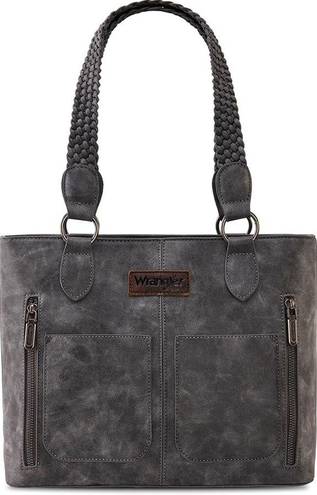 Wrangler Women's Top-handle Satchel Bags, Conceal Carry Crossbody Shoulder Bag Tote Purse Bags for Women With Zipper Pockets U-Shaped Braid And Unique Rivet Design