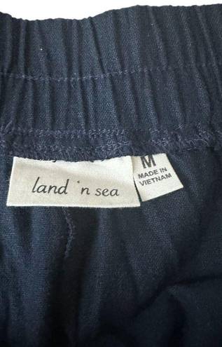 LAND N SEA Navy Linen Blend Crop Pants Size Medium NEW