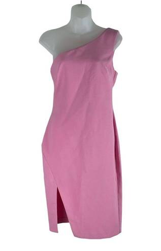 Likely  Helena One Shoulder Bodycon Dress Front Slit Pink Size 6