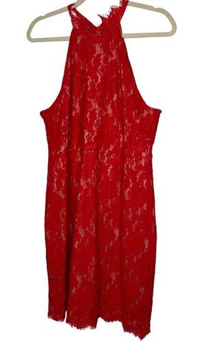 Sans Souci  Red Lace Halter Sleeveless bodycon Dress Size XL