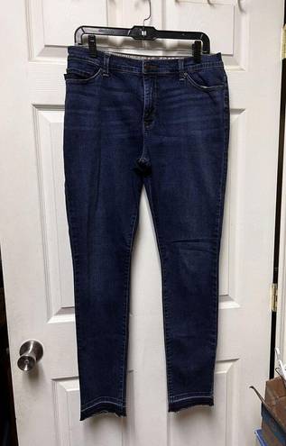 Lee  Womens Skinny Jeans 12 Med Stretchy Fit  Dark Denim & Raw Hem Slimming 33285