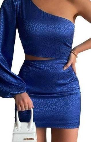 RUNAWAY THE LABEL Runaway Monrow Cutout One Sleeve Mini Dress Royal Blue Size XL NWT