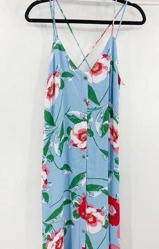 Gibson New  The Motherchic Al Fresco Blue Floral Summer Midi Dress Size SP