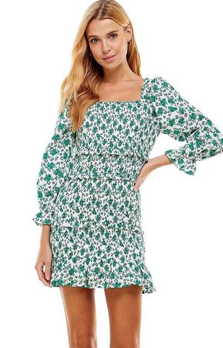 TCEC | Floral Smocked Mini Dress | S | Green | CD02369 | Sample Sale