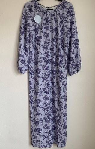 Hill House NWT  Allover Print High Slit Maxi Dress in Purple Floral