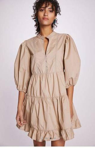 Anthropologie  Beige Ruffled Tunic Dress